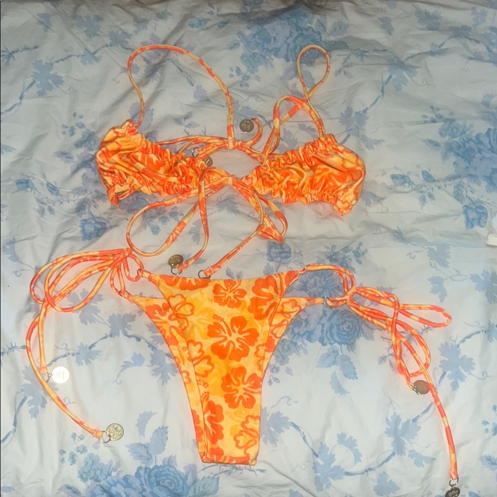 Orange Floral Bikini Set